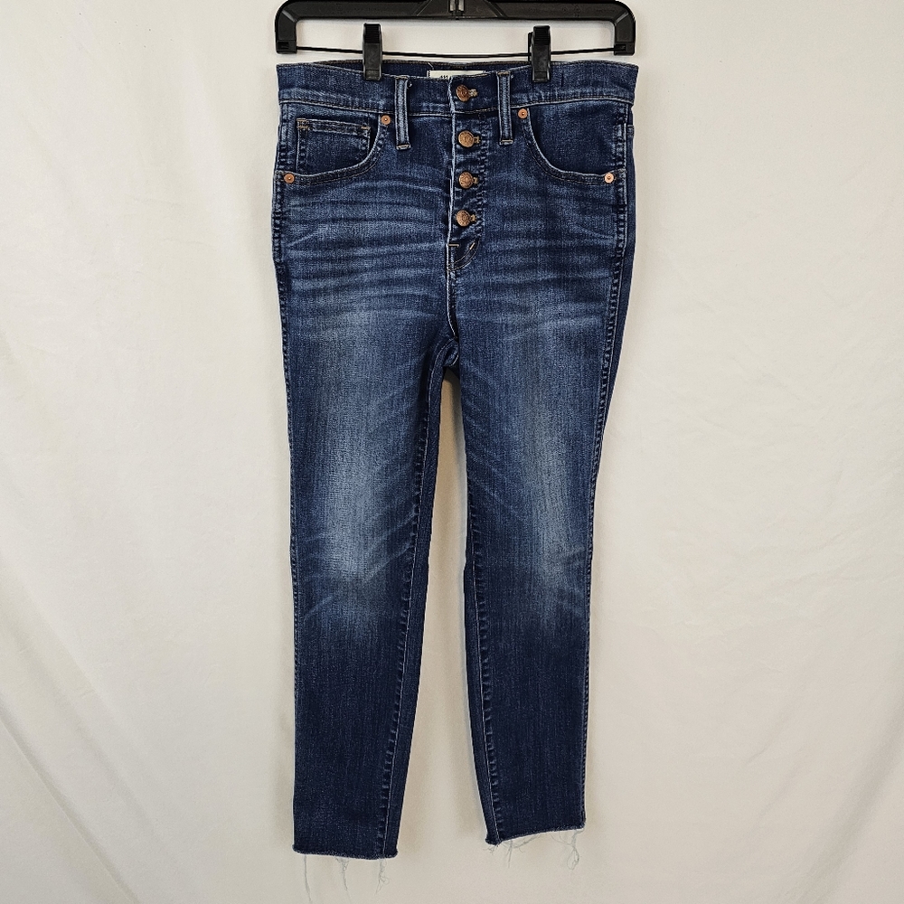 Madewell 10" High Rise Skinny Cropped Jeans - Raw Cuff - Medium Blue Wash Sz. 27